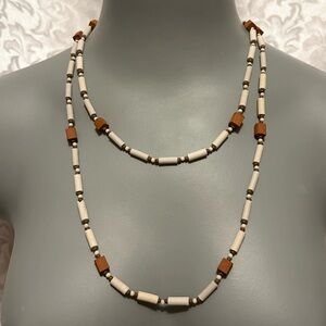 Boho Clay And Terracotta Beaded Necklace, 46 Inch Strand